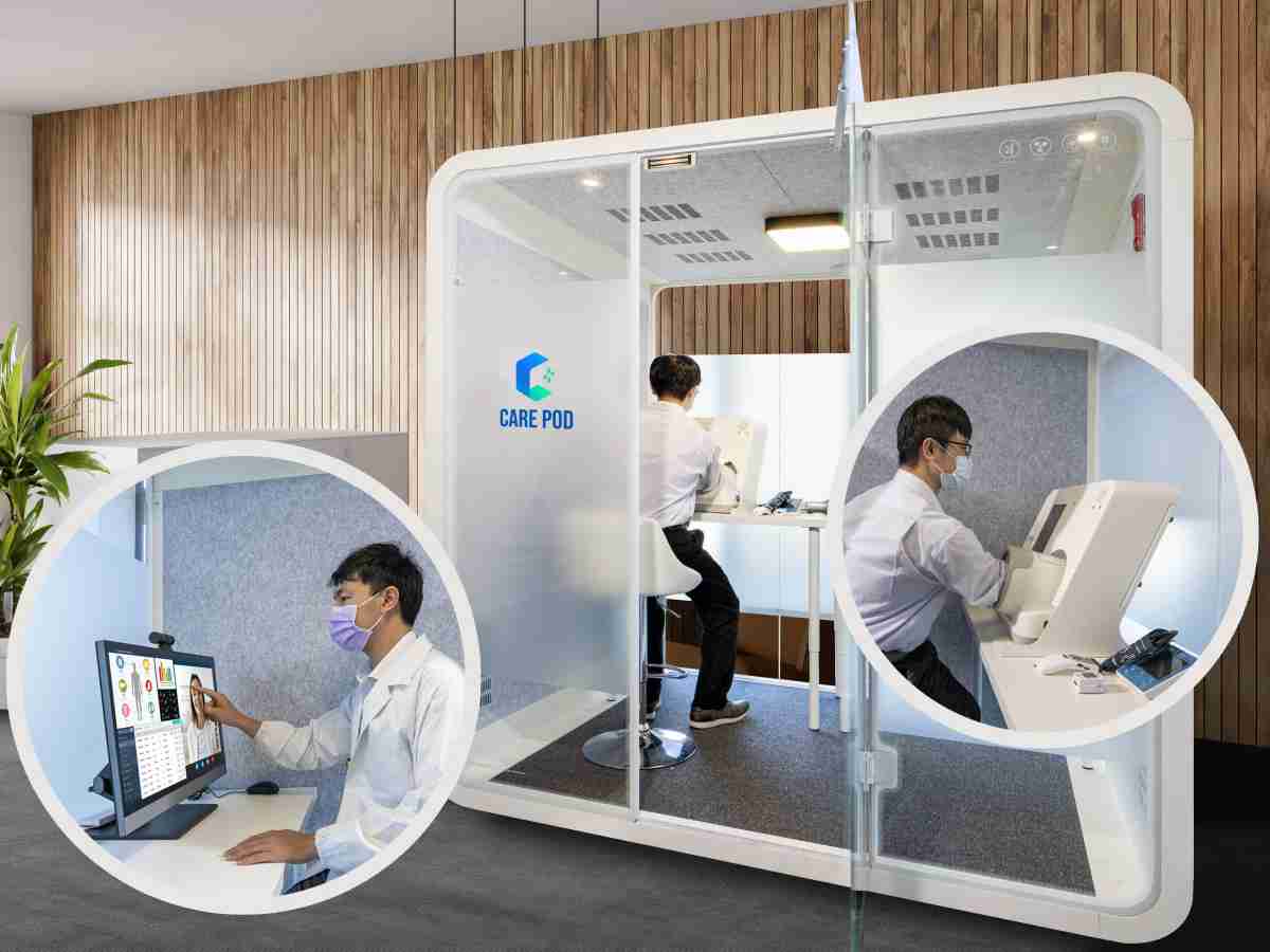 达擎于医疗科技展中展出＂远距诊疗舱＂，，以因应医疗数字化及社会高龄化趋势下、、、、复诊及慢性病患等族群对于远距看诊需求逐渐升高所推出的创新整合方案。。。。多功能合一、、、高隐私性的远距诊疗舱可根据病患端与医师端的不同需求，，提供弹性化及客制化功能，，节省医生和病患的精力及时间